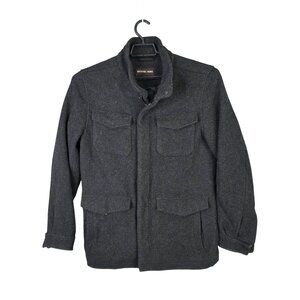 Mens Michael Kors Charcoal Gray Wool Blend Jacket Full Zip & Button Size M
